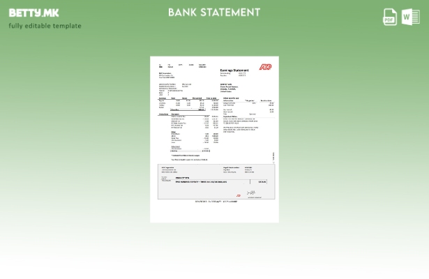 Модерен стил на САД ADP Изјава за заработка Шаблон за зборови